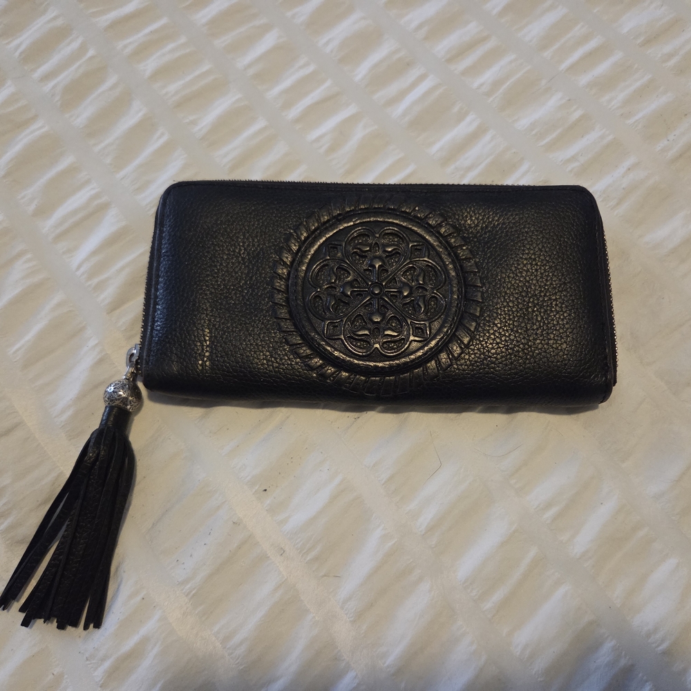 Black Leather Clutch with Tassel